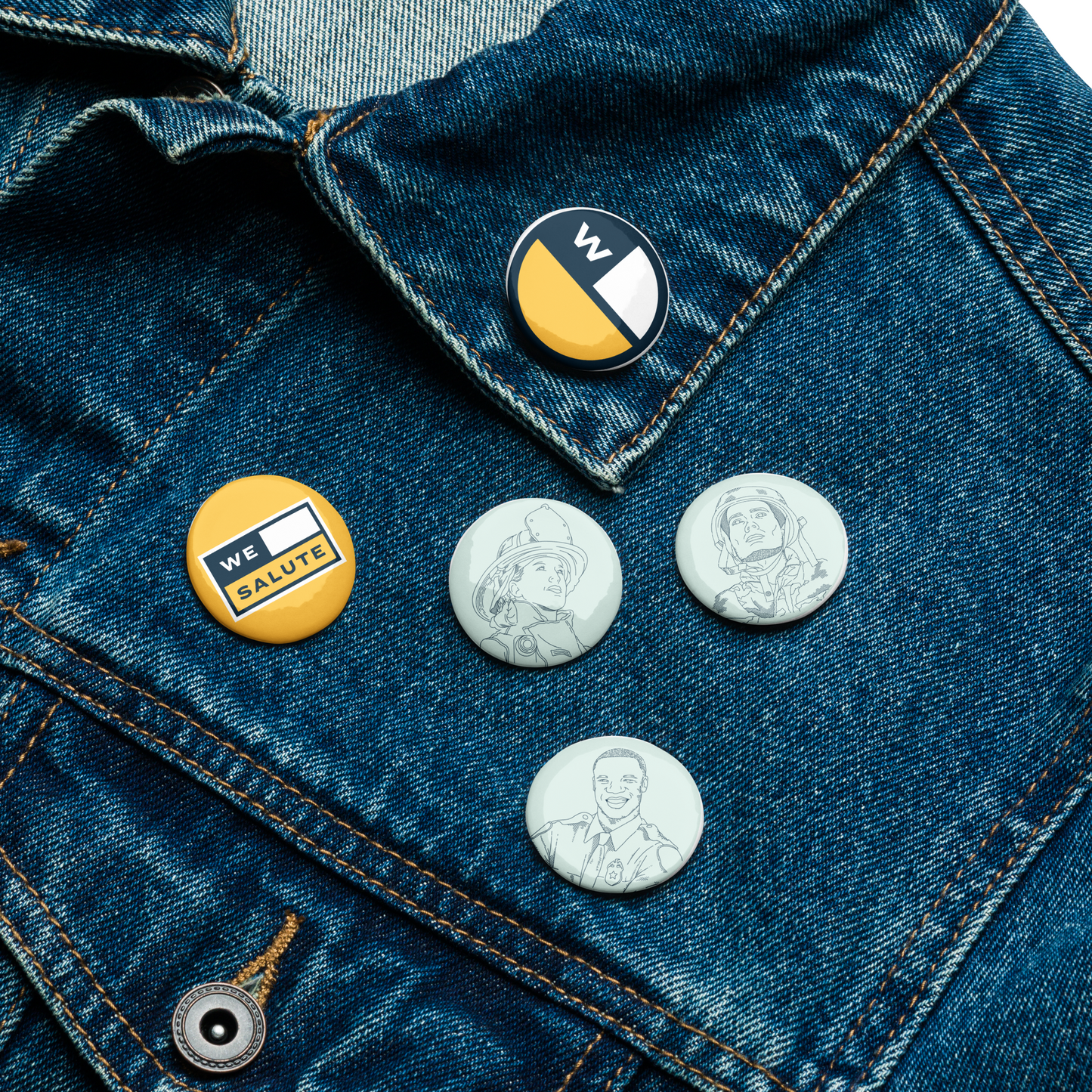 Set of WeSalute pin buttons